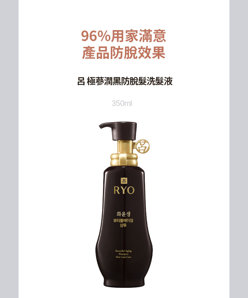 96%用家滿意 產品防脫效果 呂 極參潤黑防脫髮洗髮液 350ml