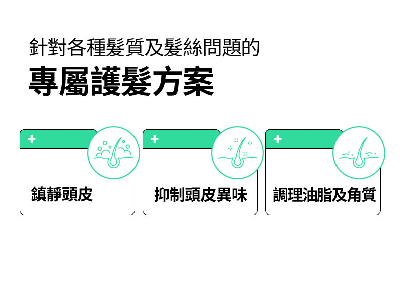 針對各種髮質及髮絲問題的 專屬護髮方案