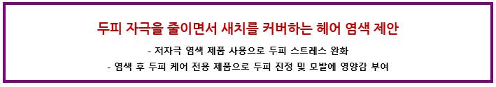 두피 자극을 줄이면서 새치를 커버하는 헤어 염색 제안 저자극 염색 제품 사용으로 두피 스트레서 완화 염색 후 두피케어 전용 제품으로 두피 진정 및 모발에 영양감 부여