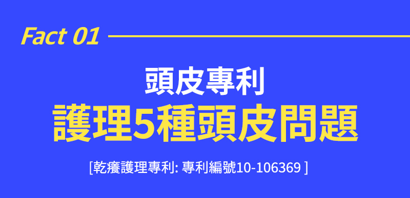 Fact 01 頭皮專利 護理5種頭皮問題 [乾癢護理專利: 專利編號10-106369]